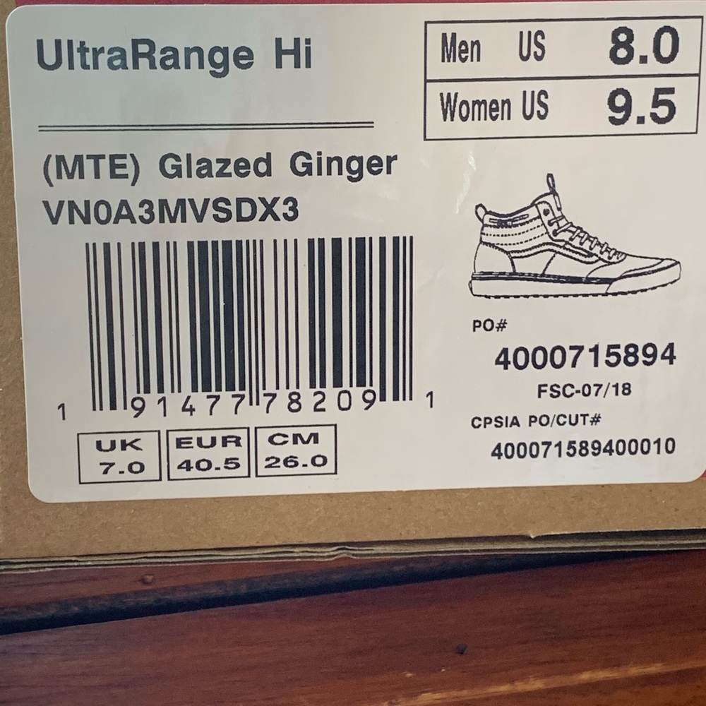 Vans Unisex UltraRange Hi MTE Mens Size 8 - Picture 8 of 8